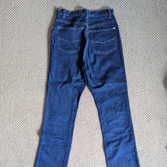 Retro long blue flared pants, high waist – tall; stretchable - Picture 3 of 4